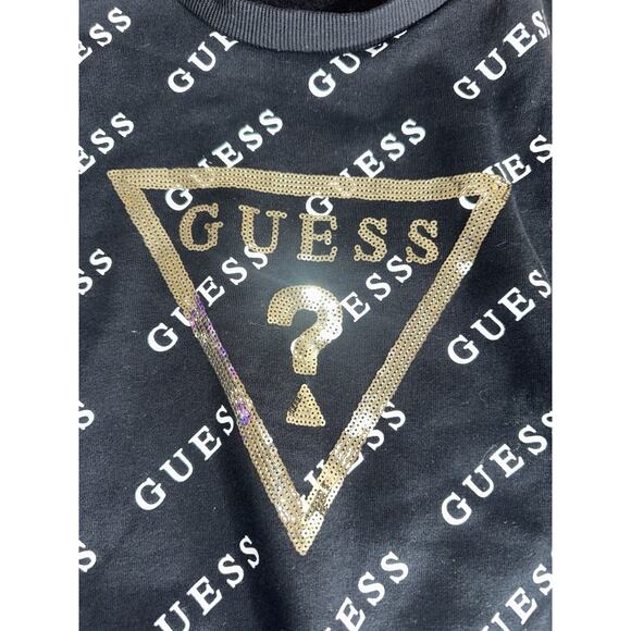 Guess Logo Pullover Sweatshirt Women’s L / All-Over Print Black - Picture 3 of 7